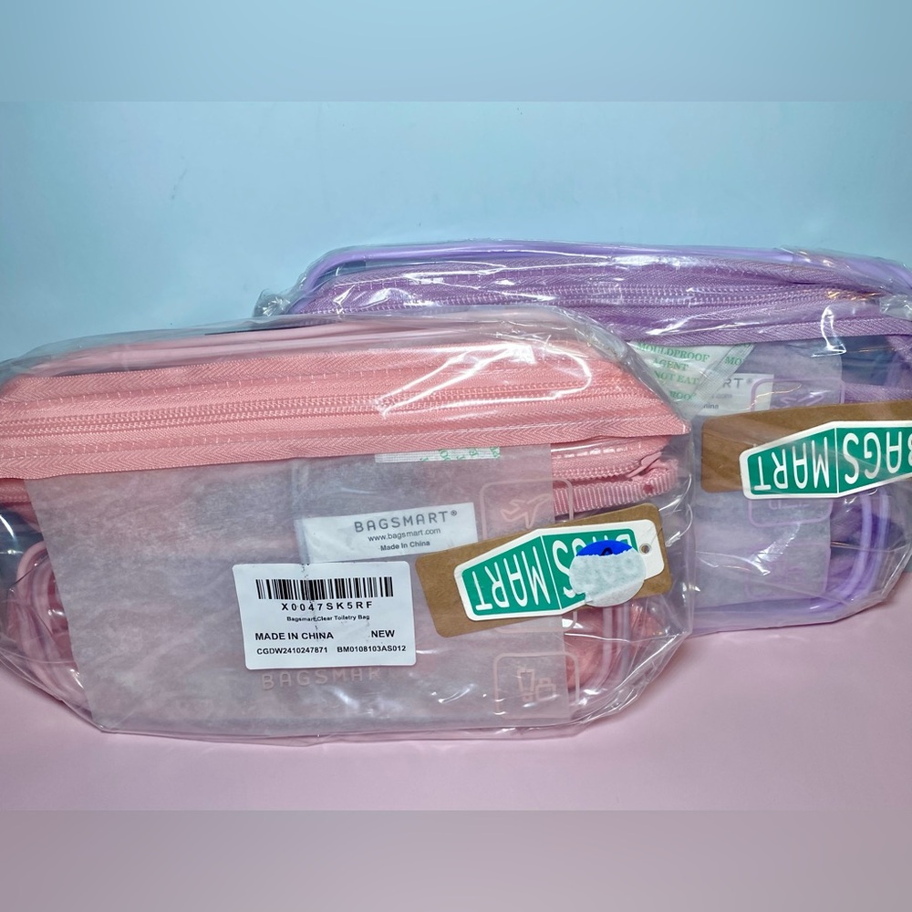 BAGSMART Clear Toiletry Bags - TSA Approved Travel‎ Makeup Cosmetic Pouches, 2